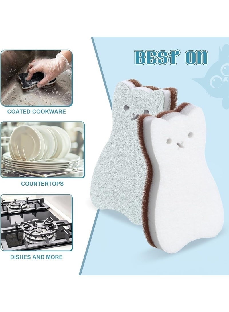 Colorful 4 Pieces Cat-Shaped Scrubbing Sponges – Multi-Purpose Kitchen and Household Non-Scratch Dishwashing Sponges – Fun Cute Design for Adults and Kids - Image 4